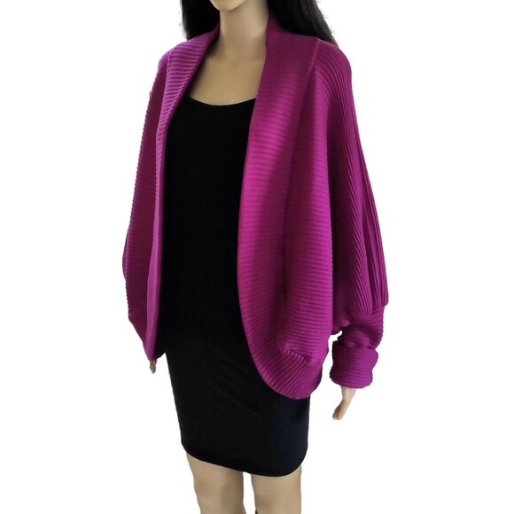 Givenchy Fuchsia Pink Ribbed Cardigan Sweater 4 & 6 - Picture 10 of 12